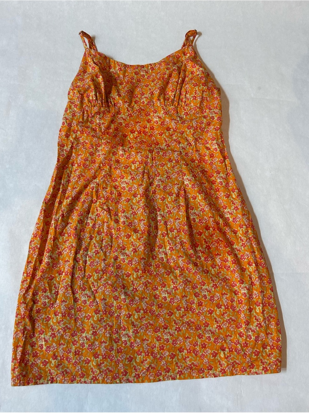 wild fable Orange Floral Midi Dress with Spaghetti Straps